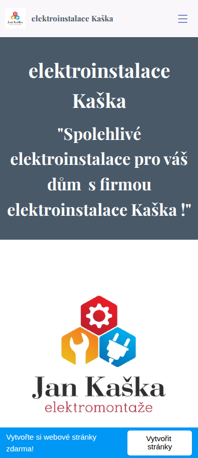 Současný web Elektroinstalace Kaška na mobilu