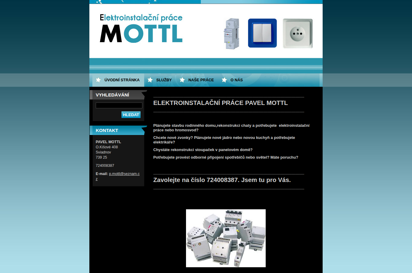 Současný web Elektroinstalace Mottl na počítači