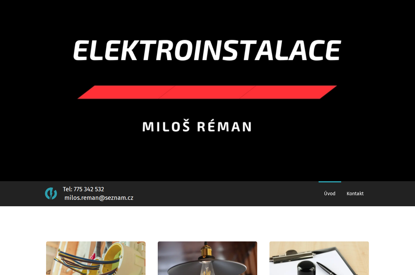 Současný web Elektroinstalace Řeman na počítači