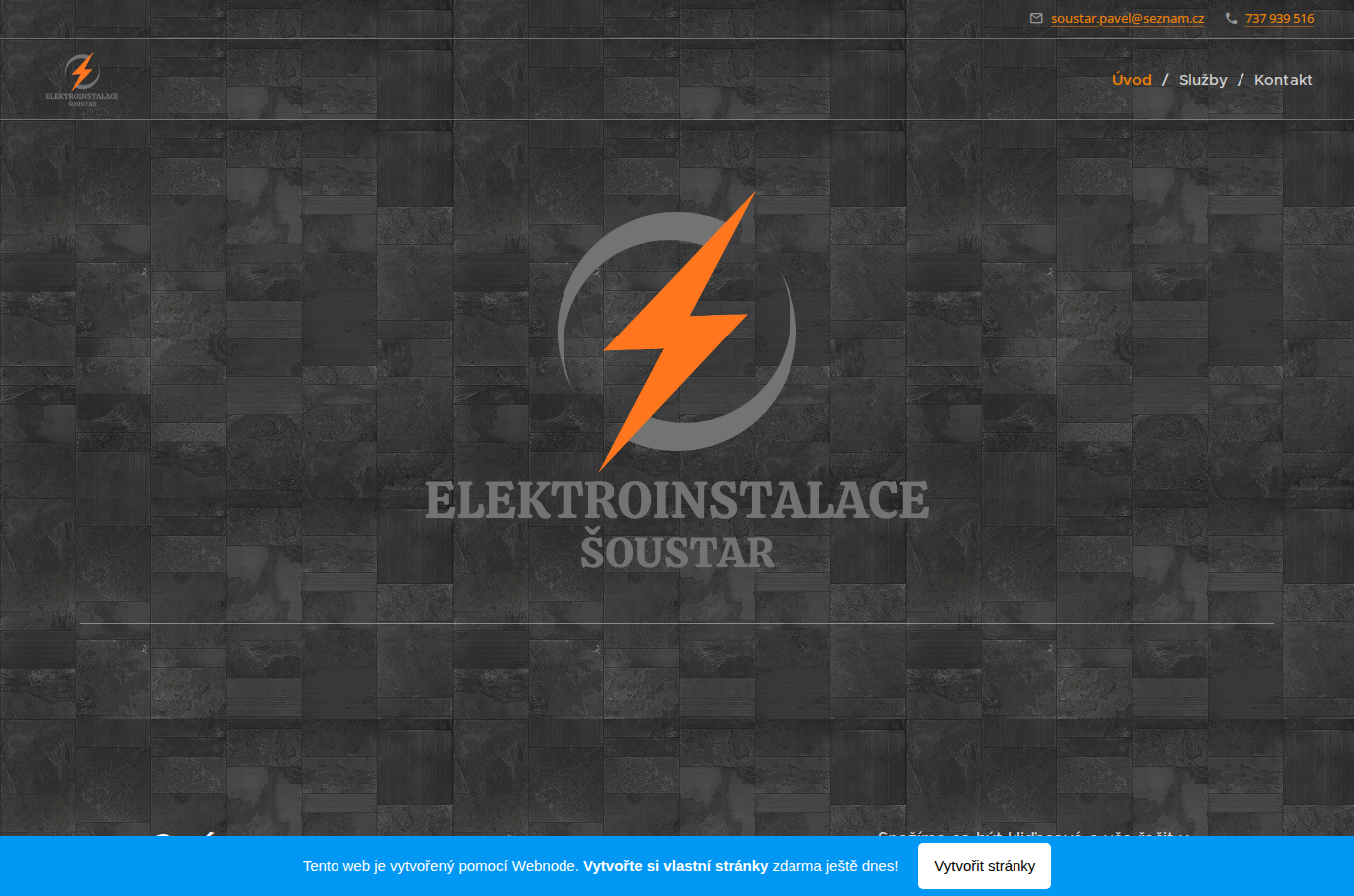 Současný web Elektroinstalace Šoustar na počítači