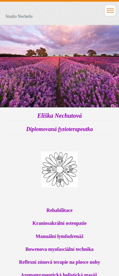 Současný web Eliška Nechutová Fyzioterapeutka na mobilu