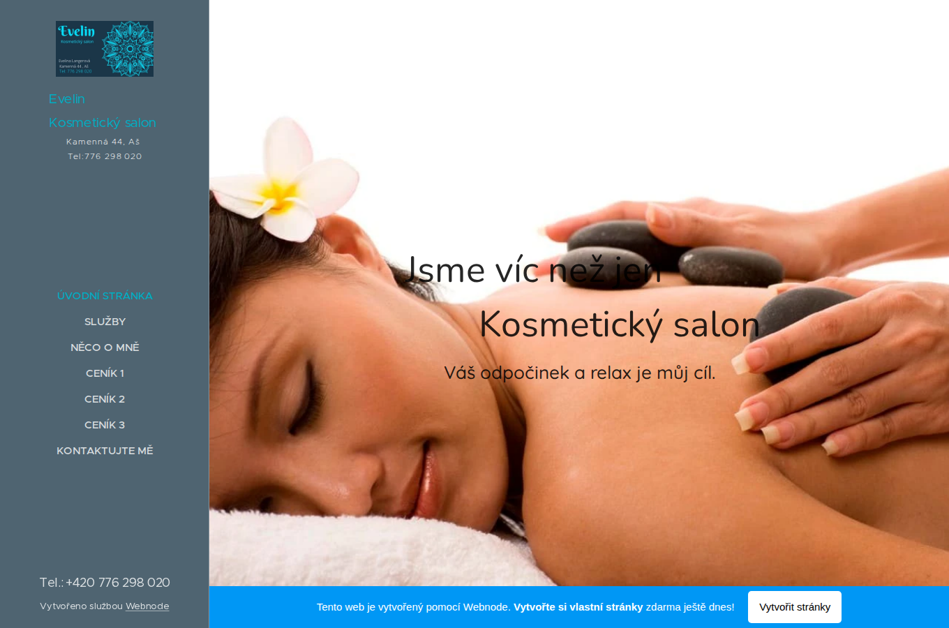 Současný web EVELIN Kosmetický salon na počítači