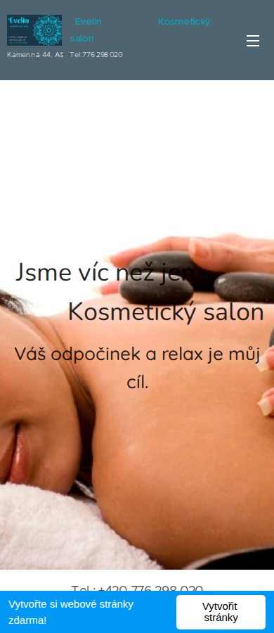 Současný web EVELIN Kosmetický salon na mobilu