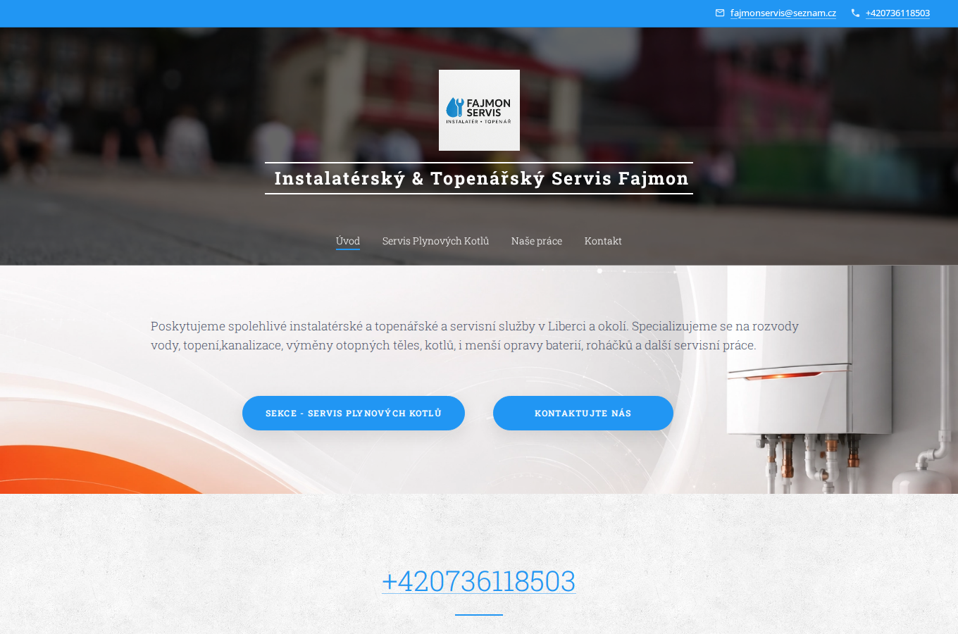 Současný web Fajmon Servis – instalatér a topenář na počítači