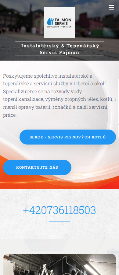 Současný web Fajmon Servis – instalatér a topenář na mobilu