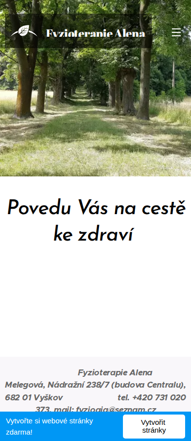 Současný web Fyzio Ája na mobilu