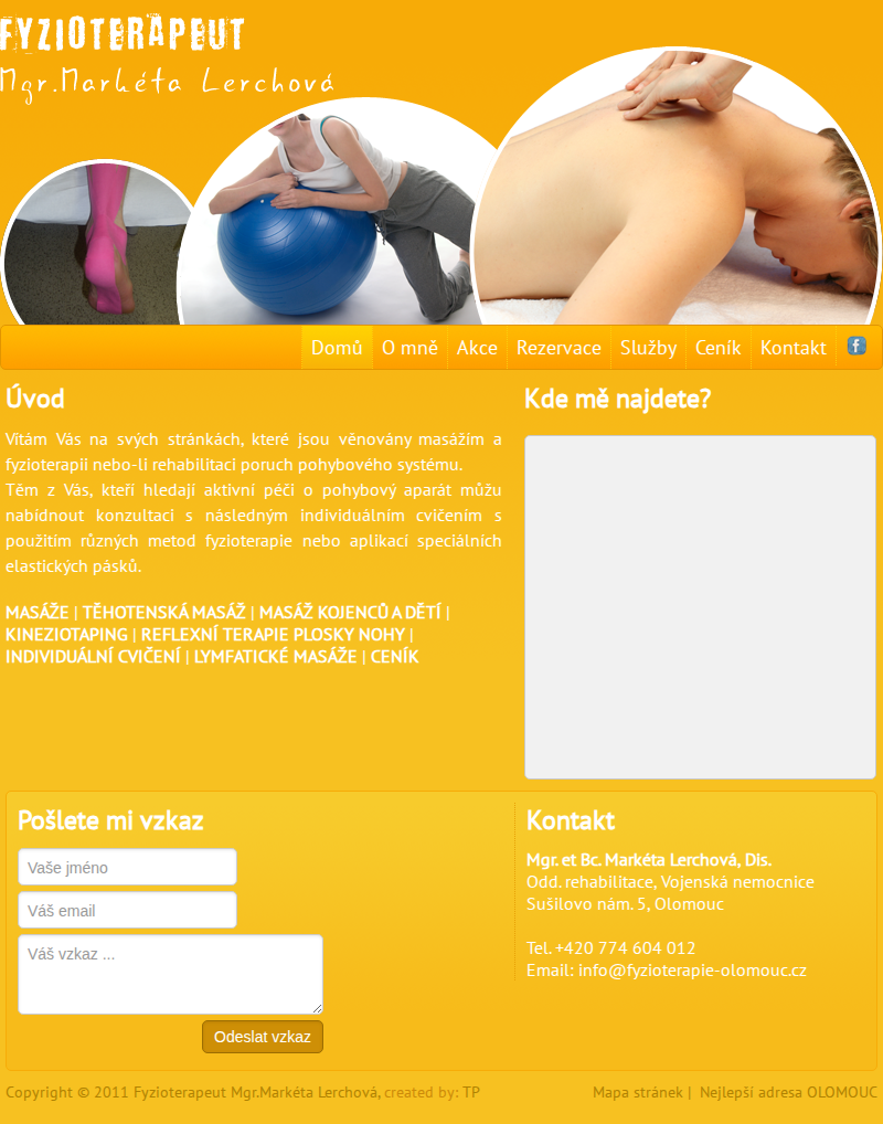 Současný web Fyzioterapeut Markéta Lerchová, Olomouc na mobilu