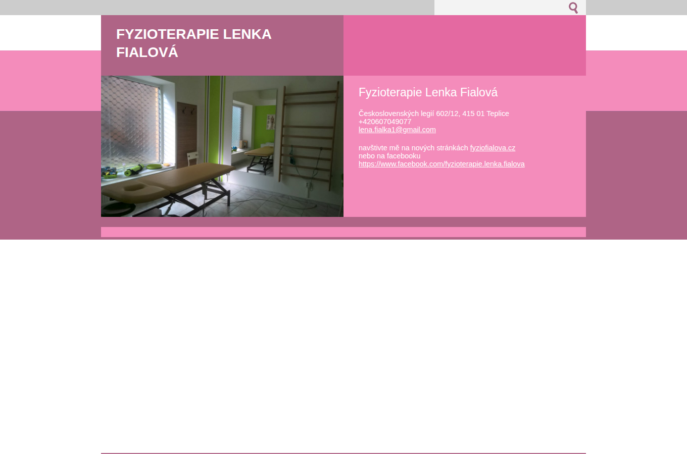 Současný web Fyzioterapie Lenka Fialová na počítači