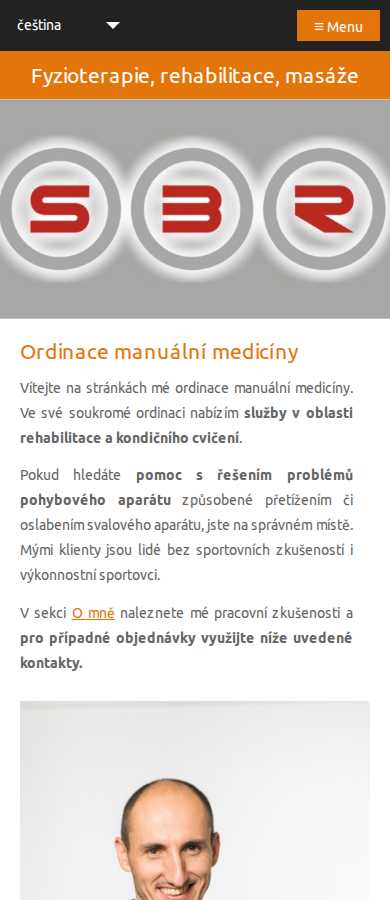 Současný web Fyzioterapie, masáže a rehabilitace Červenka na mobilu