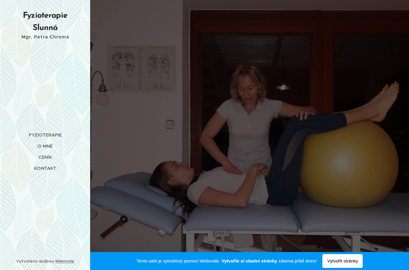 Současný web Fyzioterapie Slunná Petra Chromá na počítači