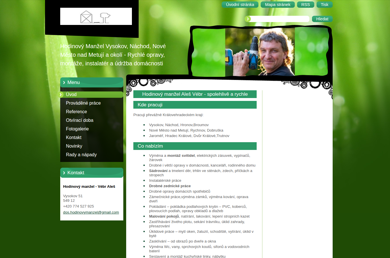 Současný web Hodinový manžel Náchod na počítači