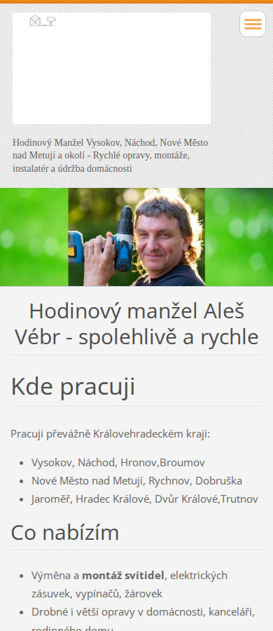Současný web Hodinový manžel Náchod na mobilu