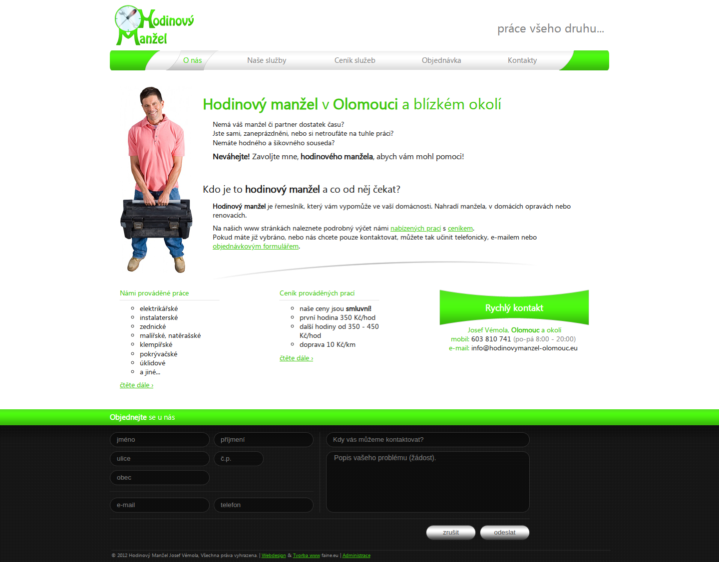 Současný web Hodinový manžel Olomouc a okolí - práce všeho druhu... na počítači