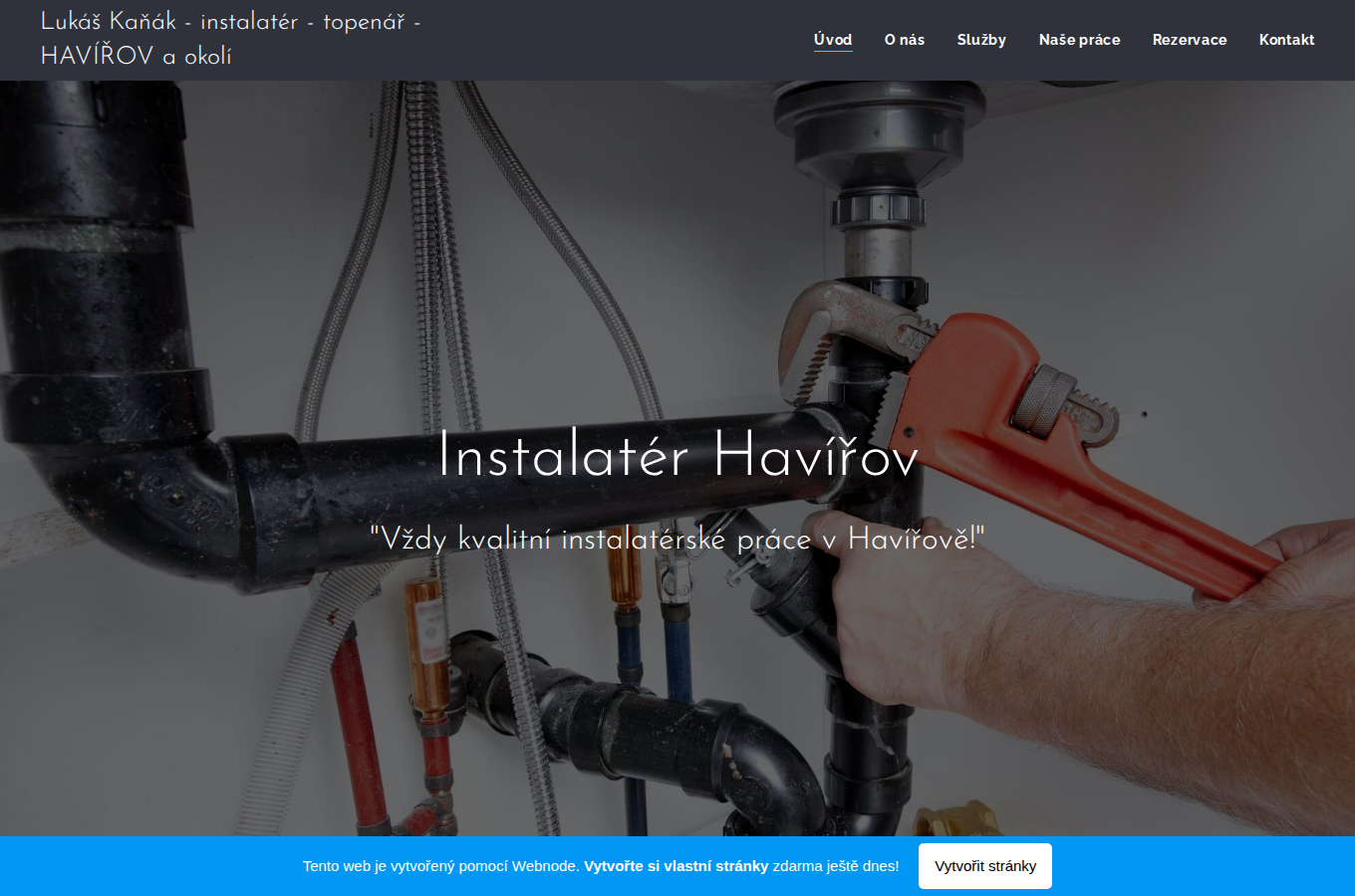 Současný web Instalatér Havířov na počítači