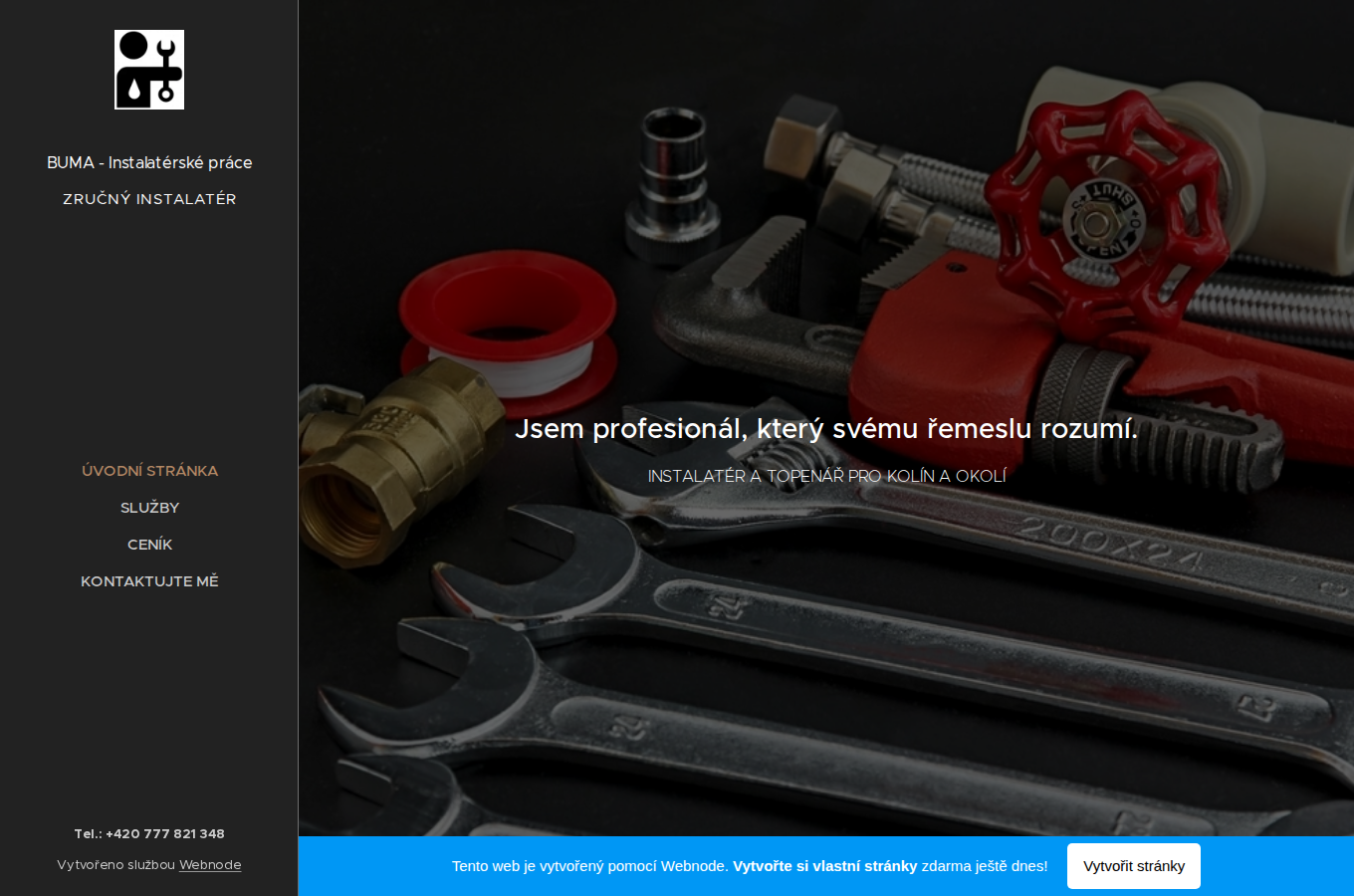Současný web Instalatér Kolín na počítači