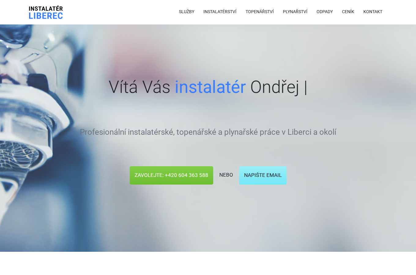 Současný web Instalatér Ondřej Krnáč na počítači