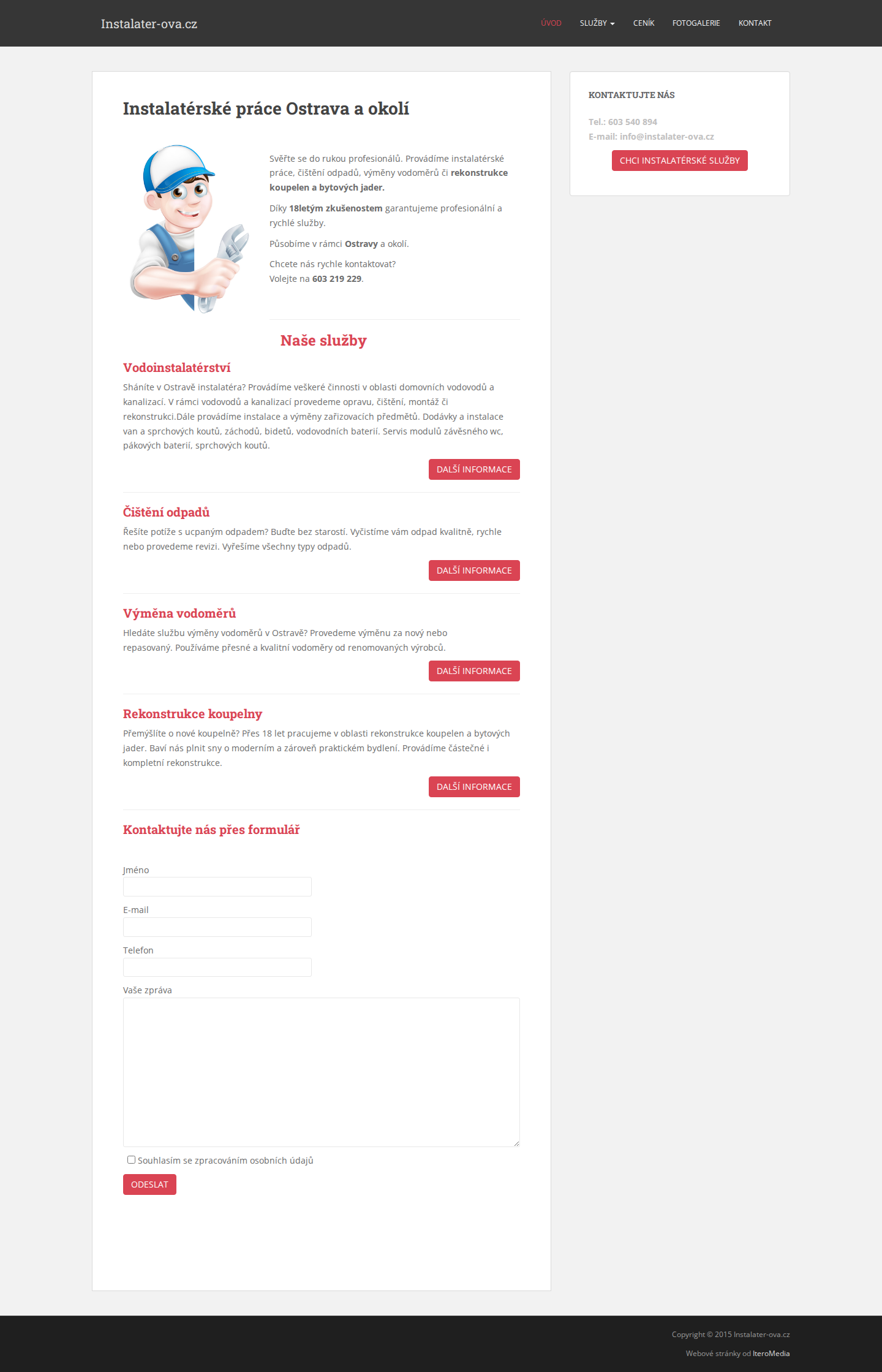 Současný web Instalatér OVA na počítači