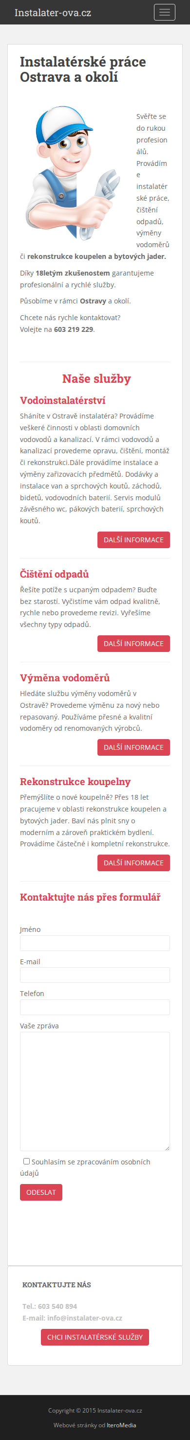 Současný web Instalatér OVA na mobilu