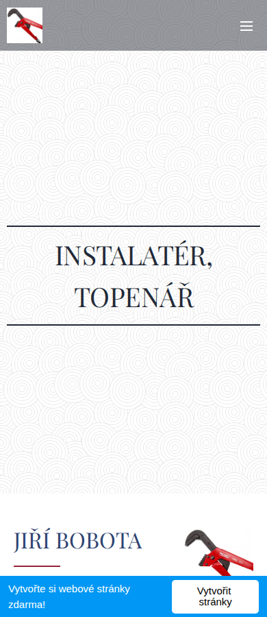 Současný web Instalatér topenář Jablonec Bobota na mobilu