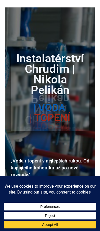 Současný web Instalatérství Chrudim – Nikola Pelikán na mobilu
