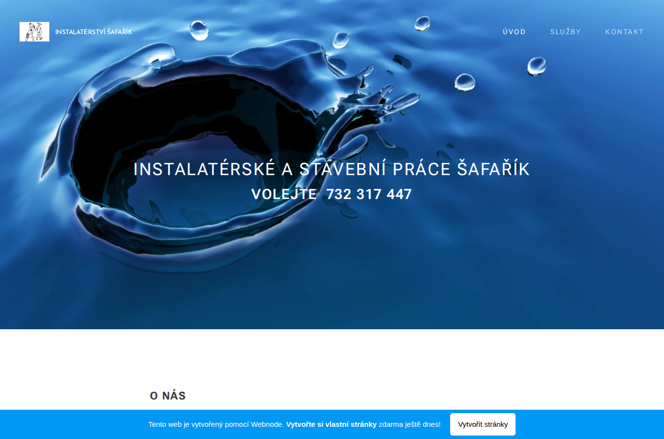 Současný web Instalatérství Šafařík na počítači