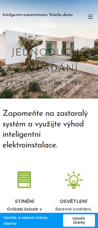 Současný web Inteligentní elektroinstalace na mobilu