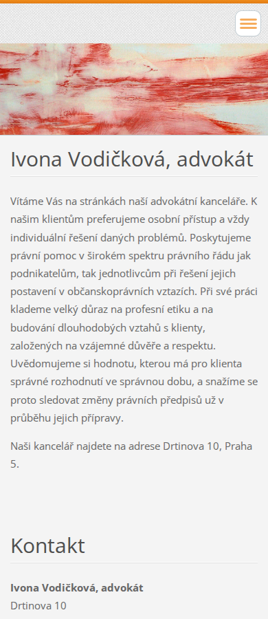 Současný web Ivona Vodičková, advokát na mobilu