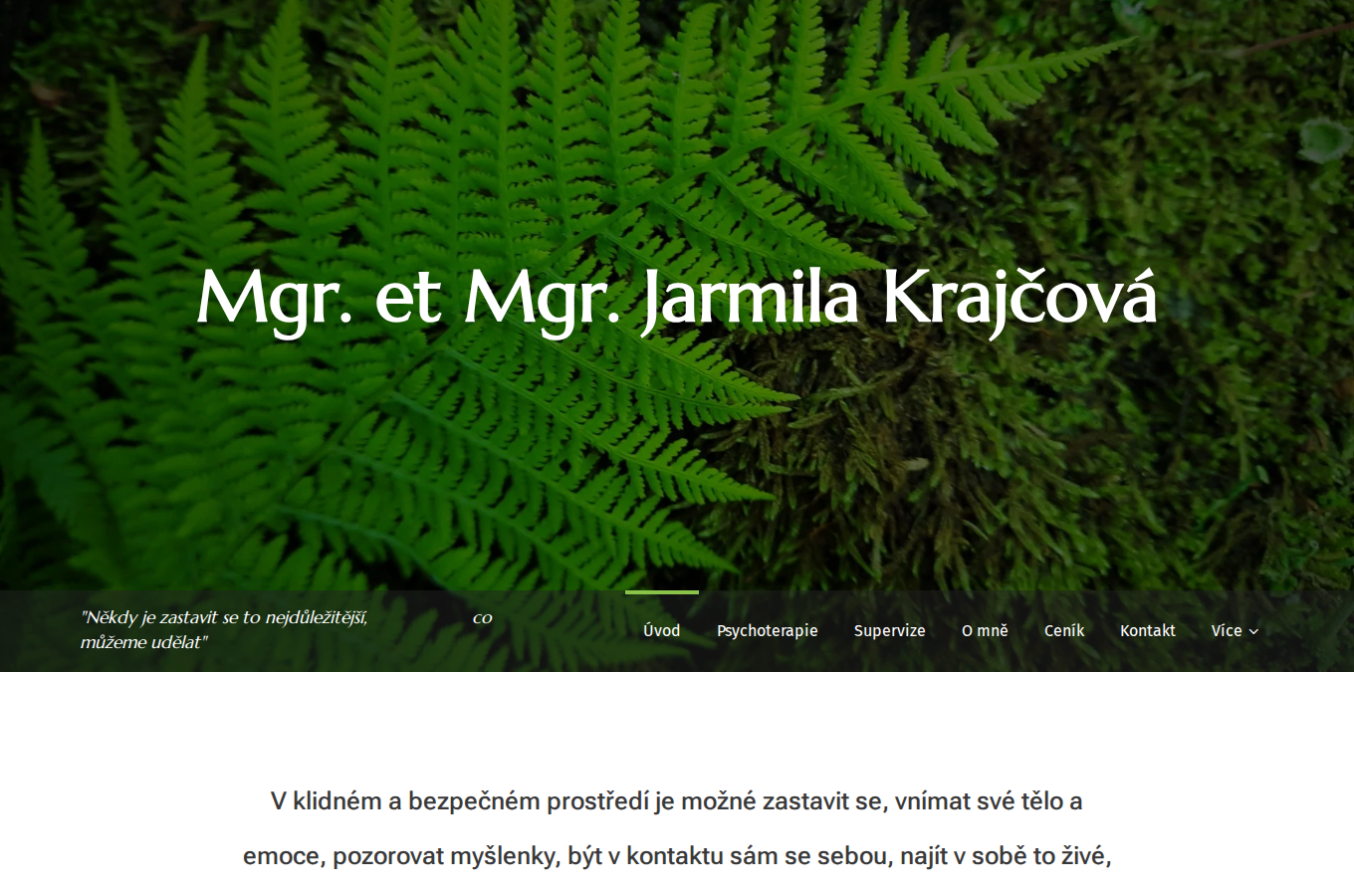 Současný web Jarmila Krajčová psychoterapie na počítači