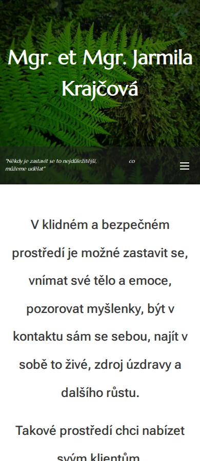 Současný web Jarmila Krajčová psychoterapie na mobilu