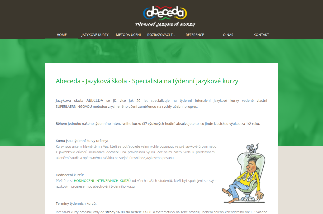 Současný web Jazyková škola ABECEDA na počítači