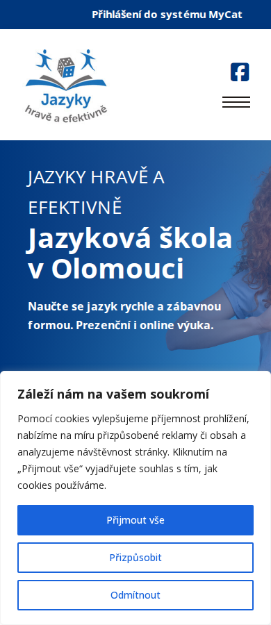 Současný web Jazyky hravě – jazyková škola Olomouc na mobilu
