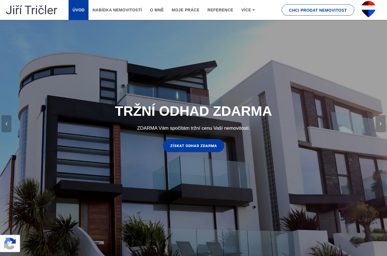 Současný web Jiří Tričler – realitní makléř na počítači