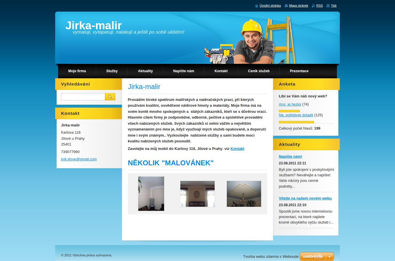 Současný web Jirka Malíř na počítači