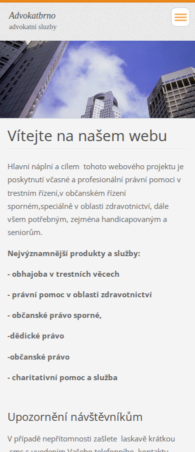 Současný web JUDr. Miloš Hoff advokát na mobilu