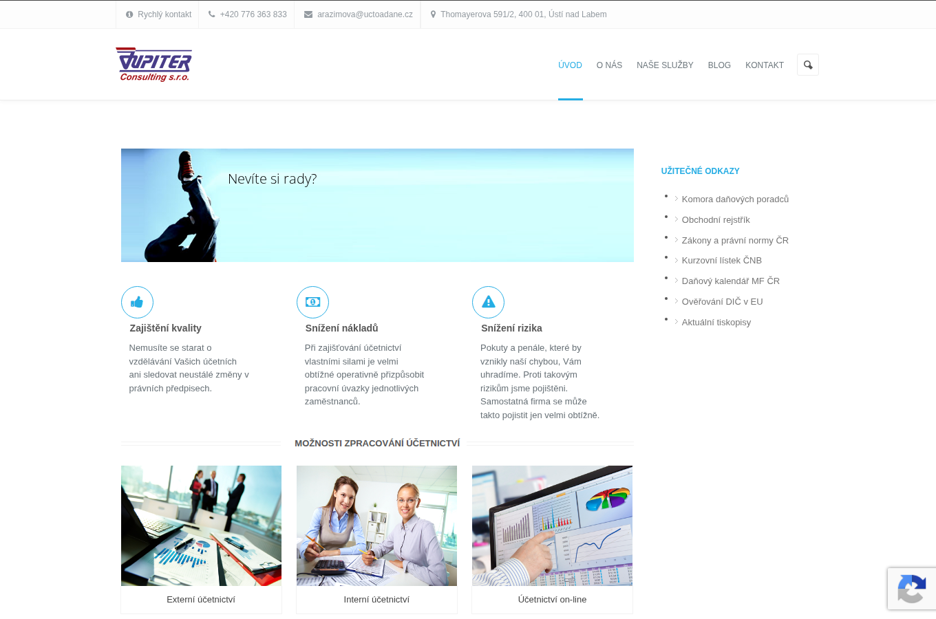 Současný web Jupiter Consulting s.r.o. na počítači