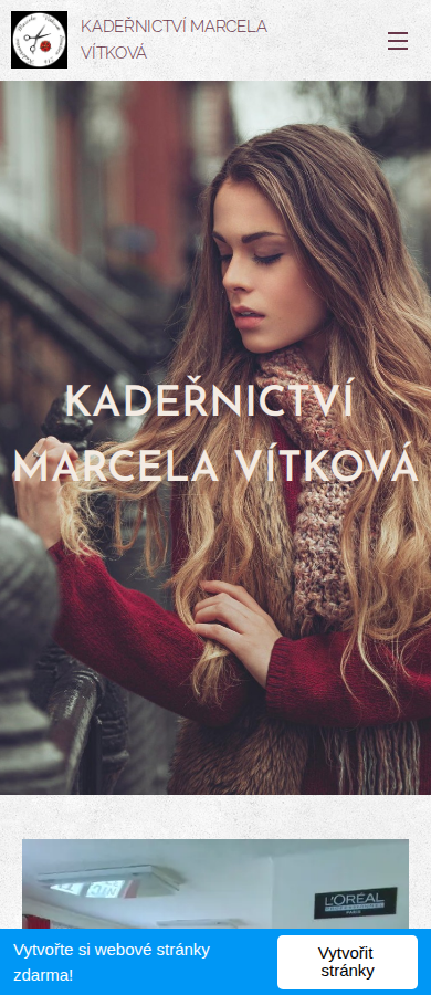 Současný web Kadeřnictví Marcela Vítková na mobilu