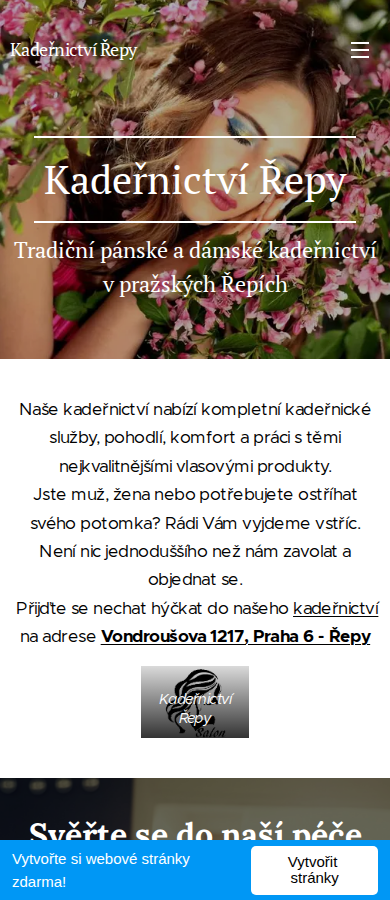 Současný web Kadeřnictví Řepy - To nejlepší pro Vaše vlasy na mobilu