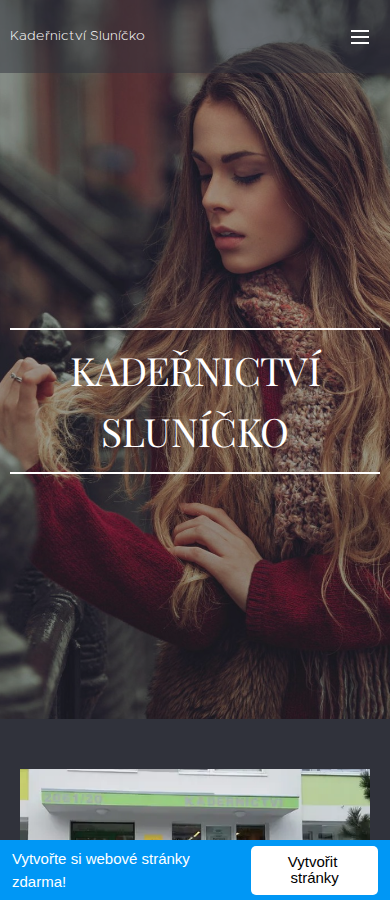 Současný web Kadeřnictví Sluníčko na mobilu