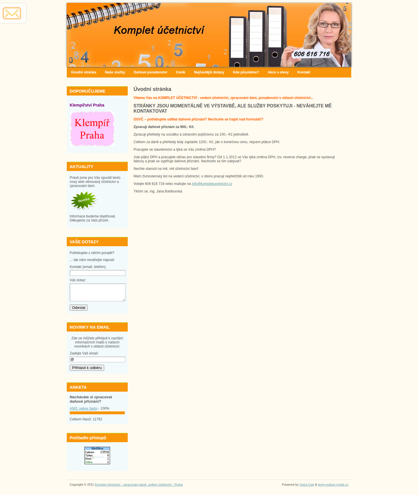 Současný web Komplet účetnictví na počítači