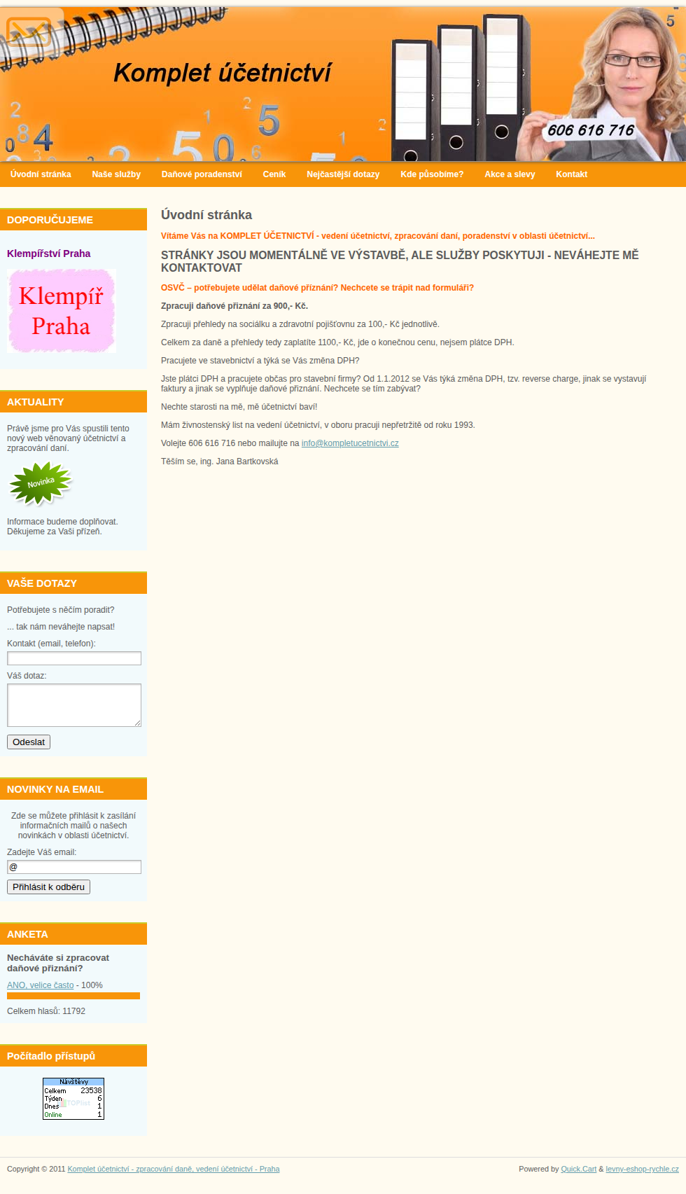Současný web Komplet účetnictví na mobilu