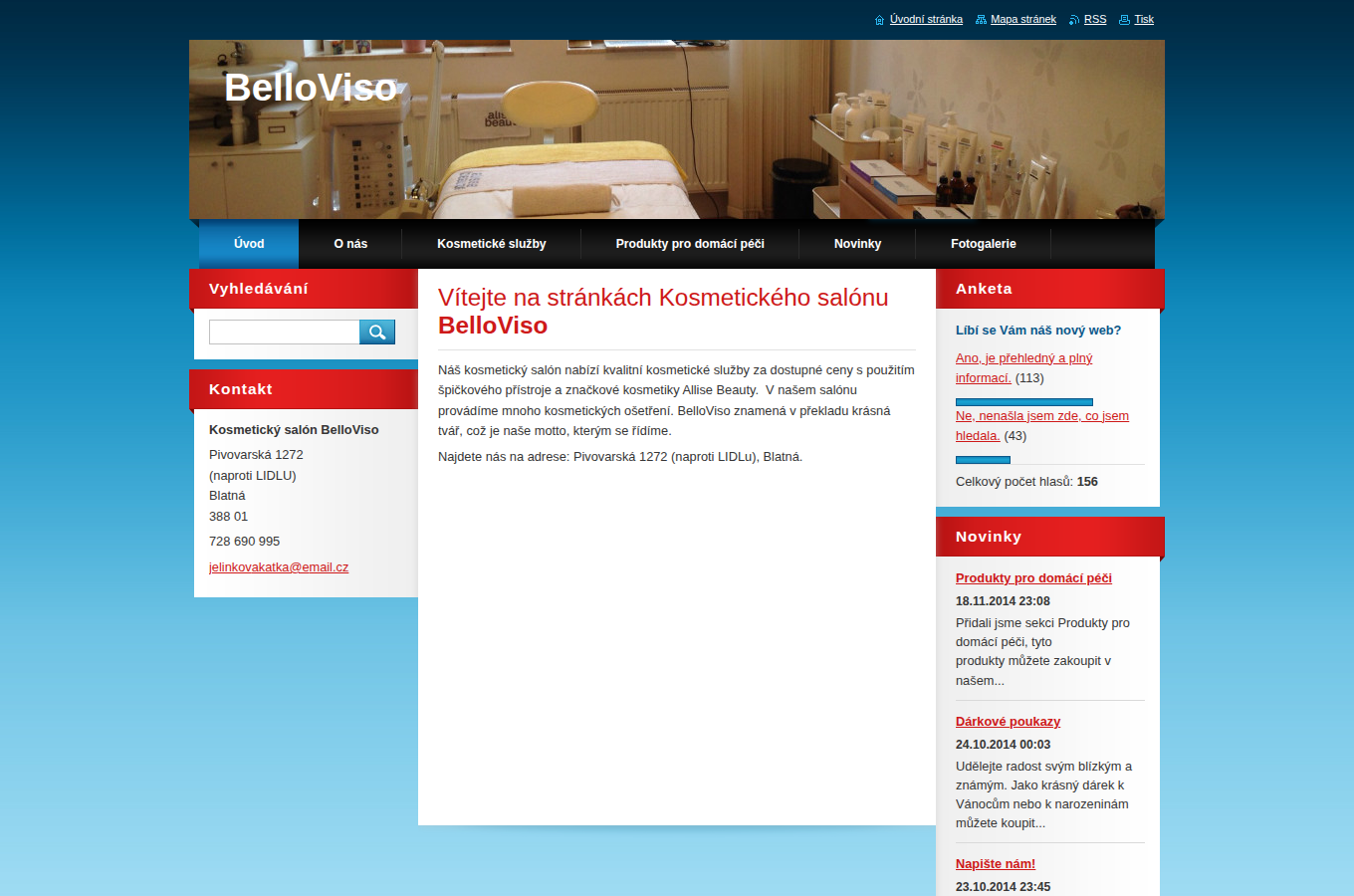 Současný web Kosmetický salón BelloViso na počítači