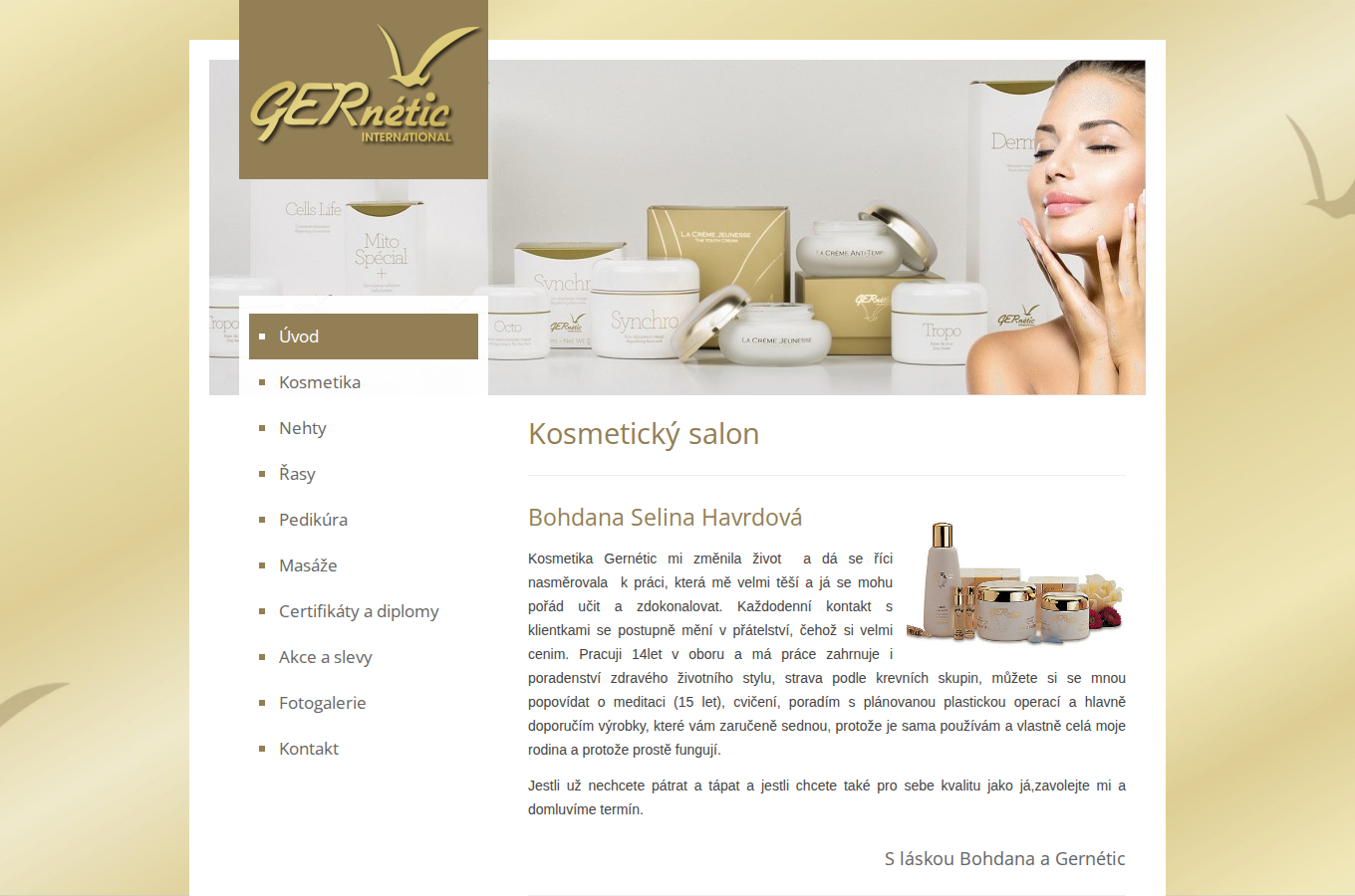 Současný web Kosmetický salon Bohdana Havrdová na počítači