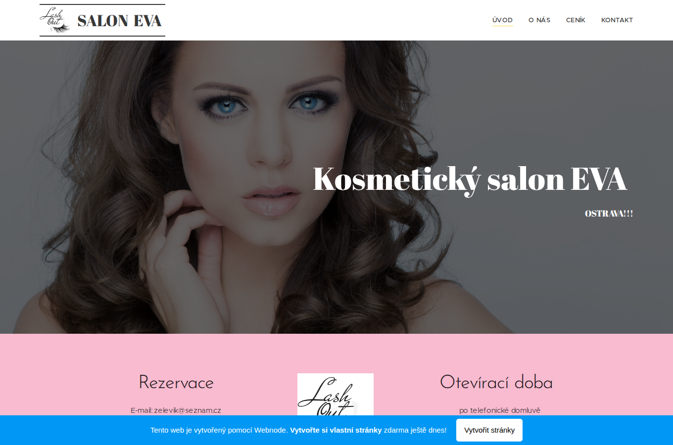 Současný web Kosmetický salon Eva na počítači