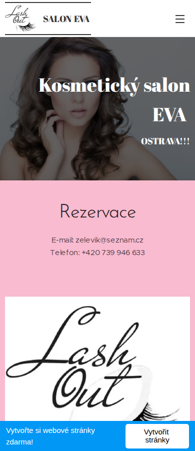 Současný web Kosmetický salon Eva na mobilu
