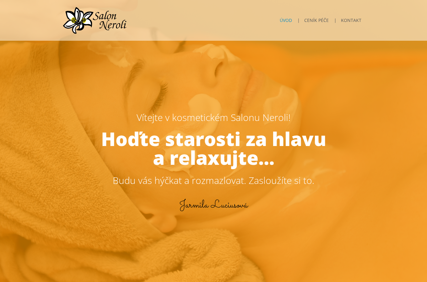 Současný web Kosmetický Salon Neroli na počítači