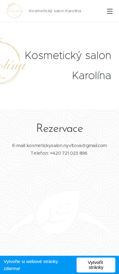 Současný web Kosmetický salon Nývltová na mobilu