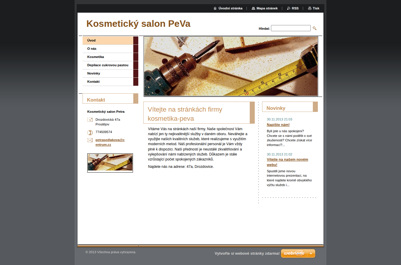 Současný web Kosmetický salon PeVa na počítači