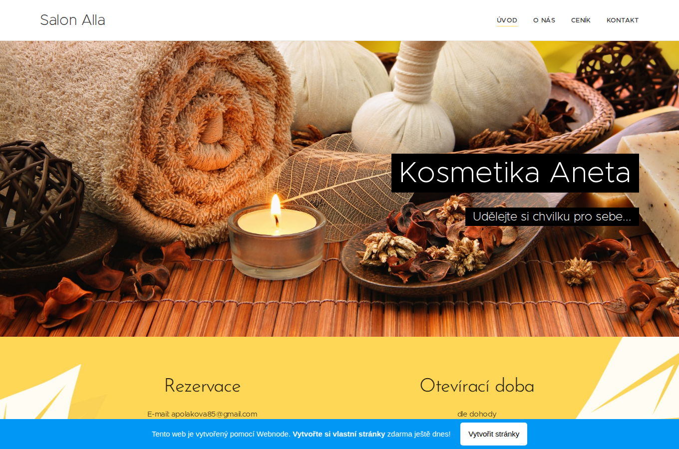 Současný web Kosmetika Aneta na počítači
