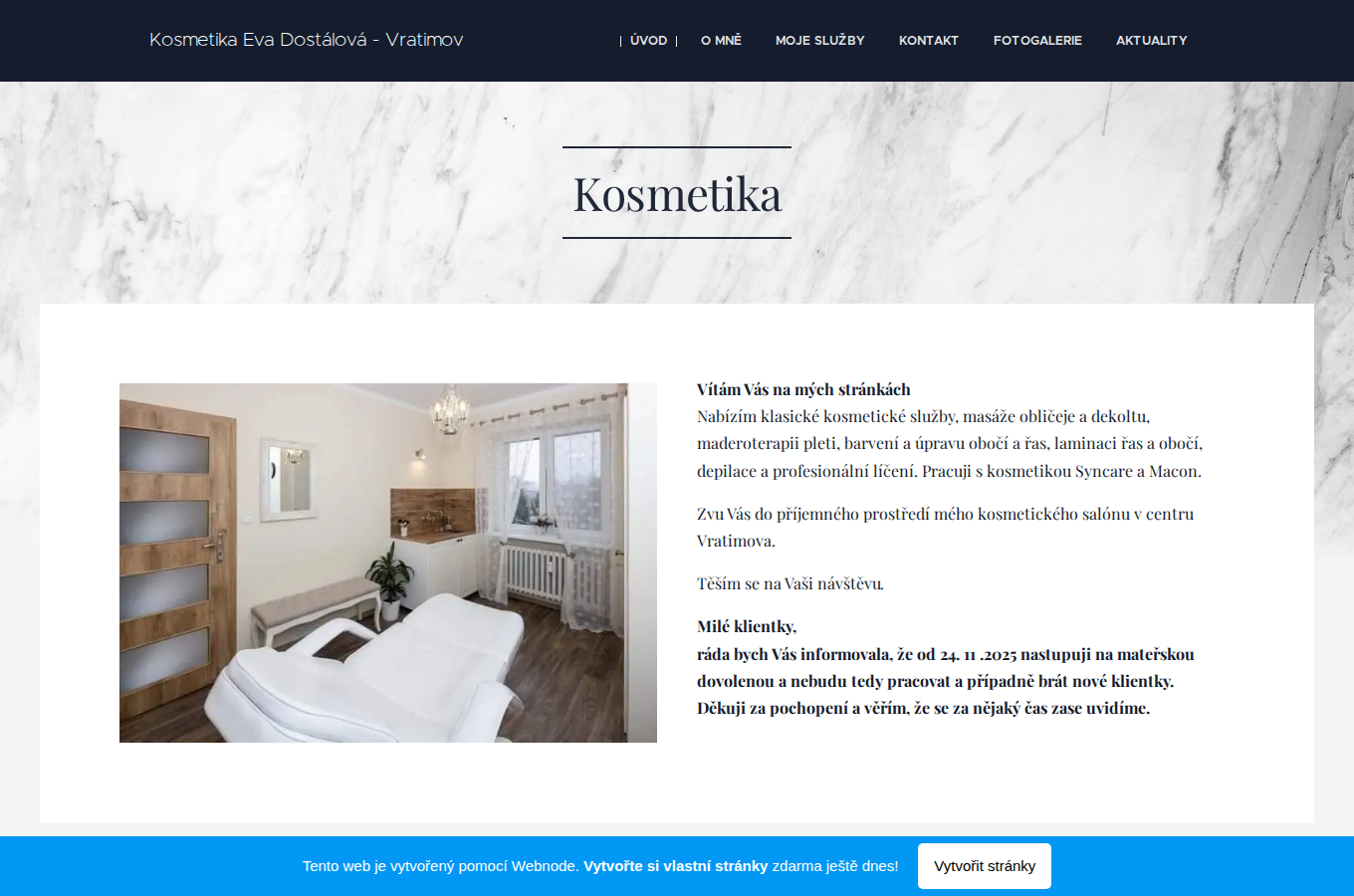 Současný web Kosmetika Dostálová Vratimov na počítači