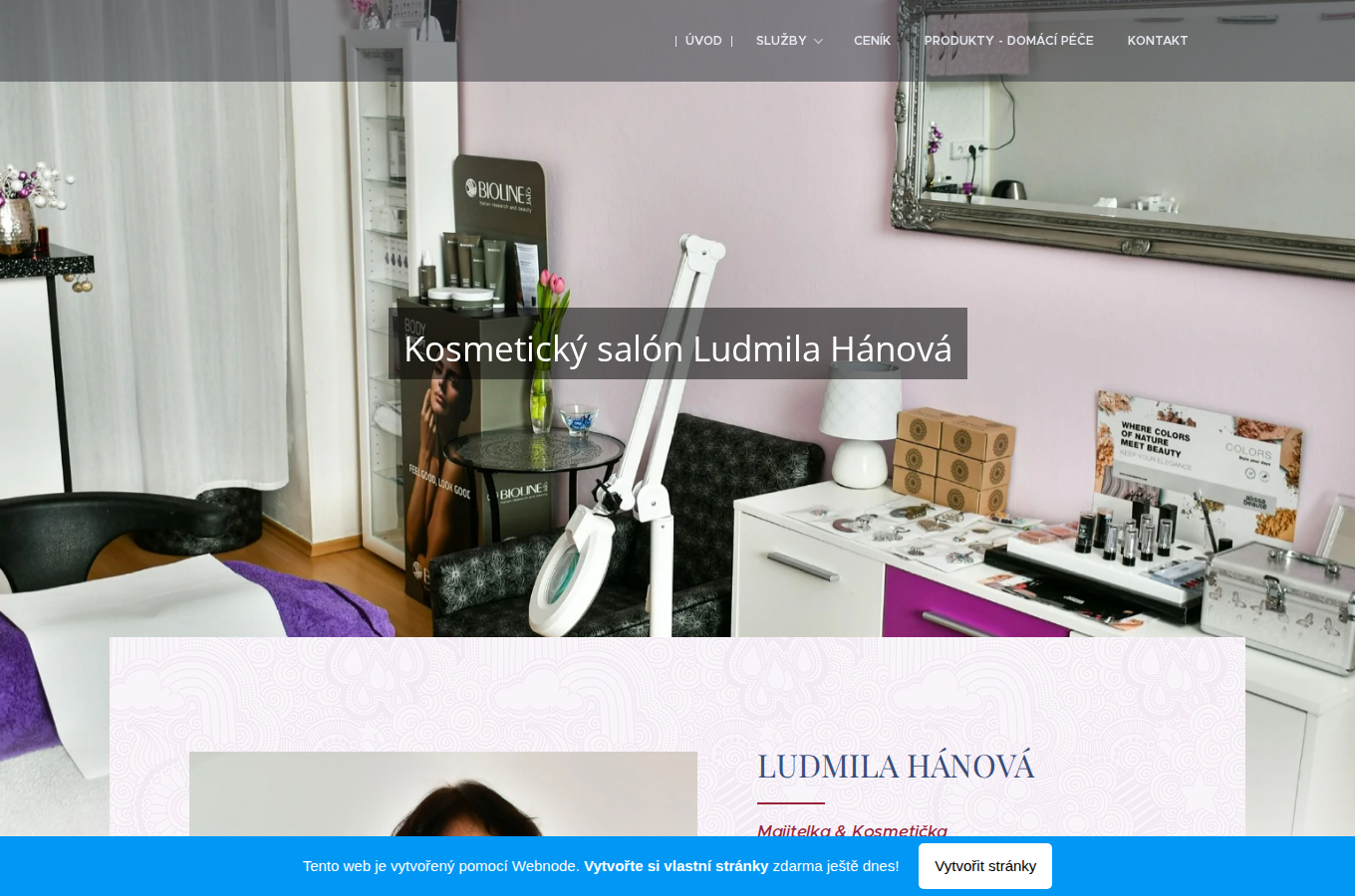 Současný web Kosmetika Hanová Zlín na počítači
